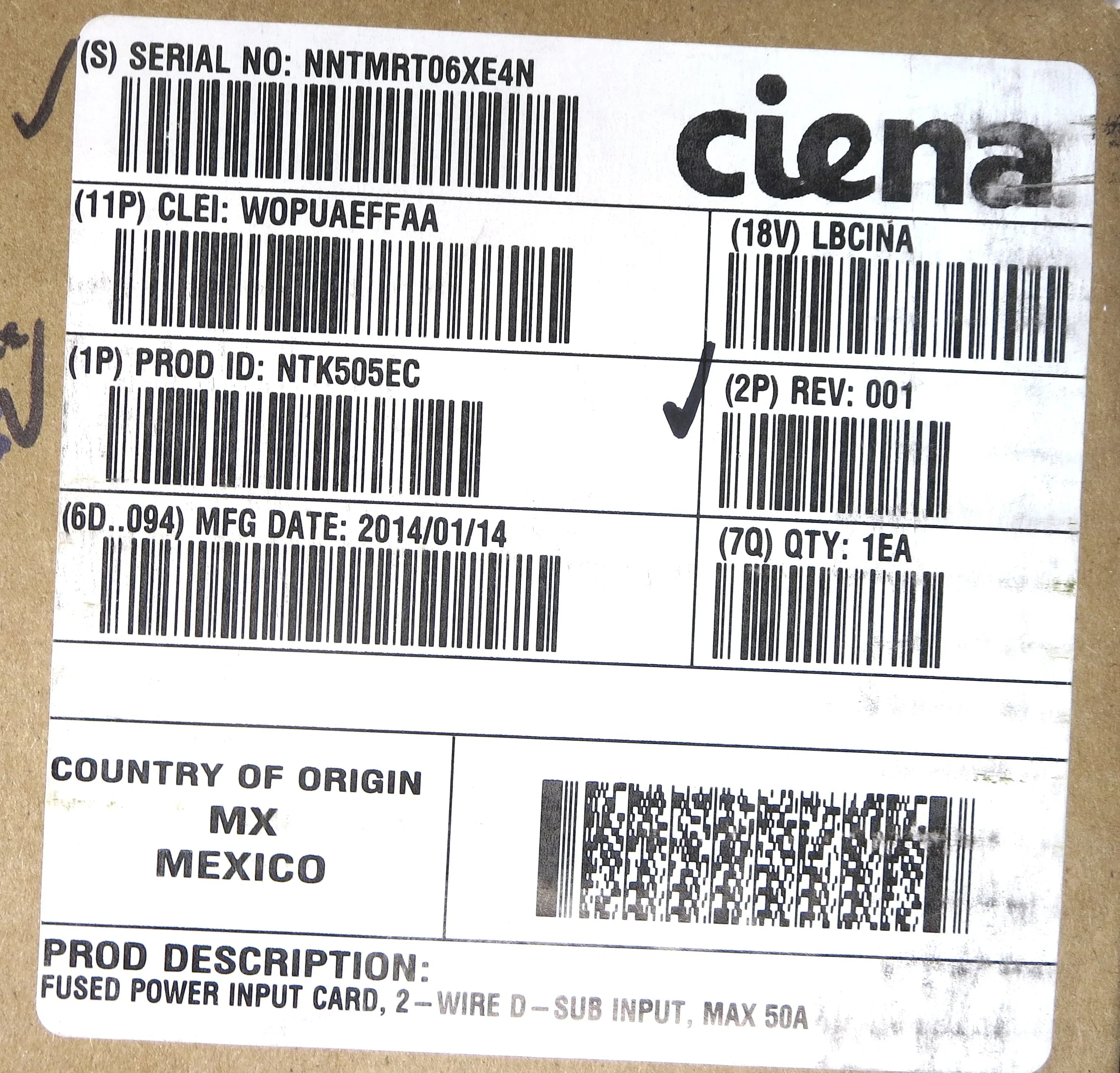 FUSED POWER INPUT CARD, 2-WIRE D-SUB INPUT, MAX 50A