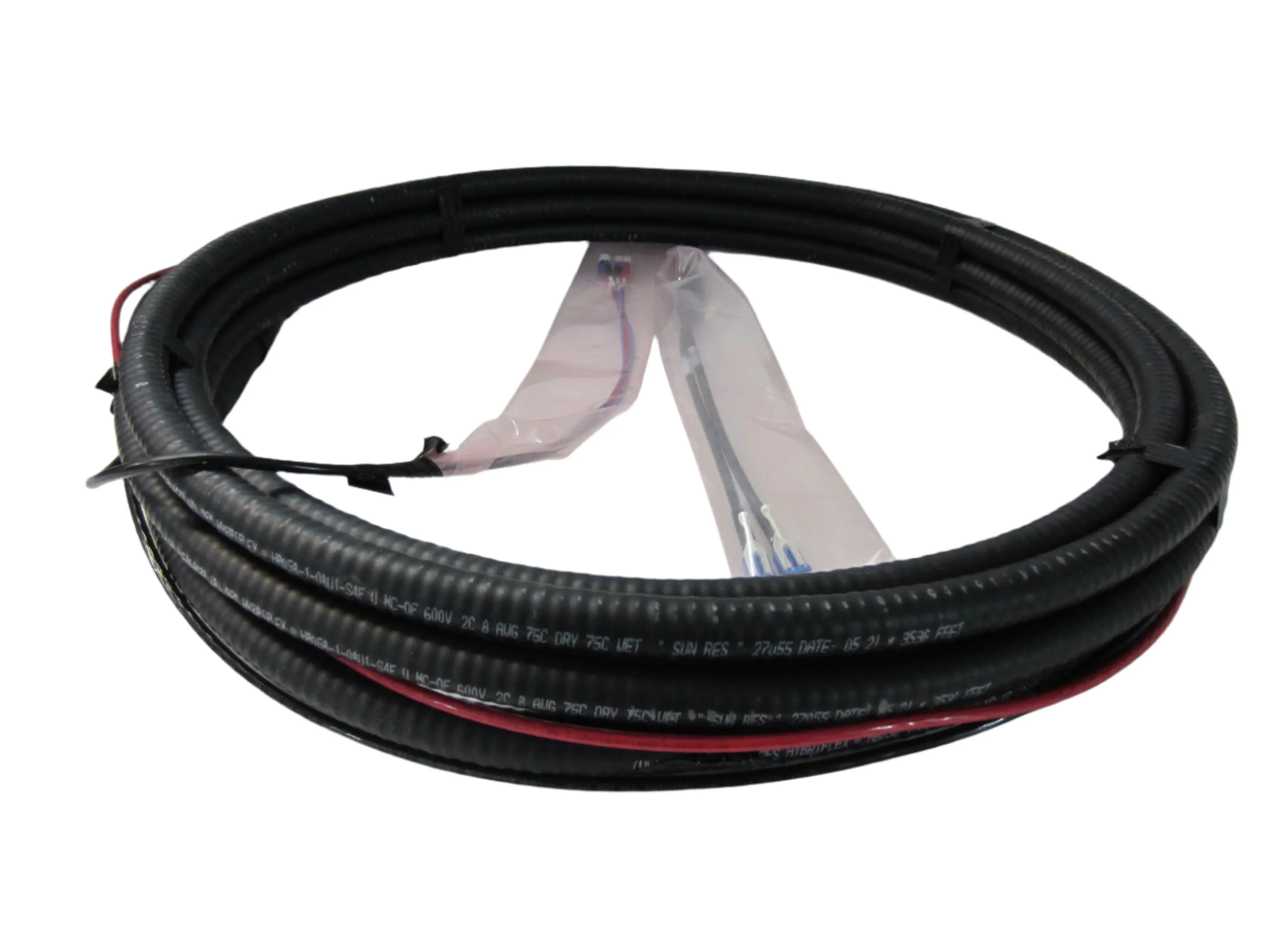 HYBRIFLEX® RRH Hybrid Jumper, 5/8", 1 pair 8AWG, 1 pair Single-Mode Fiber with DLC to Elongated DLC Clip, 30 ft