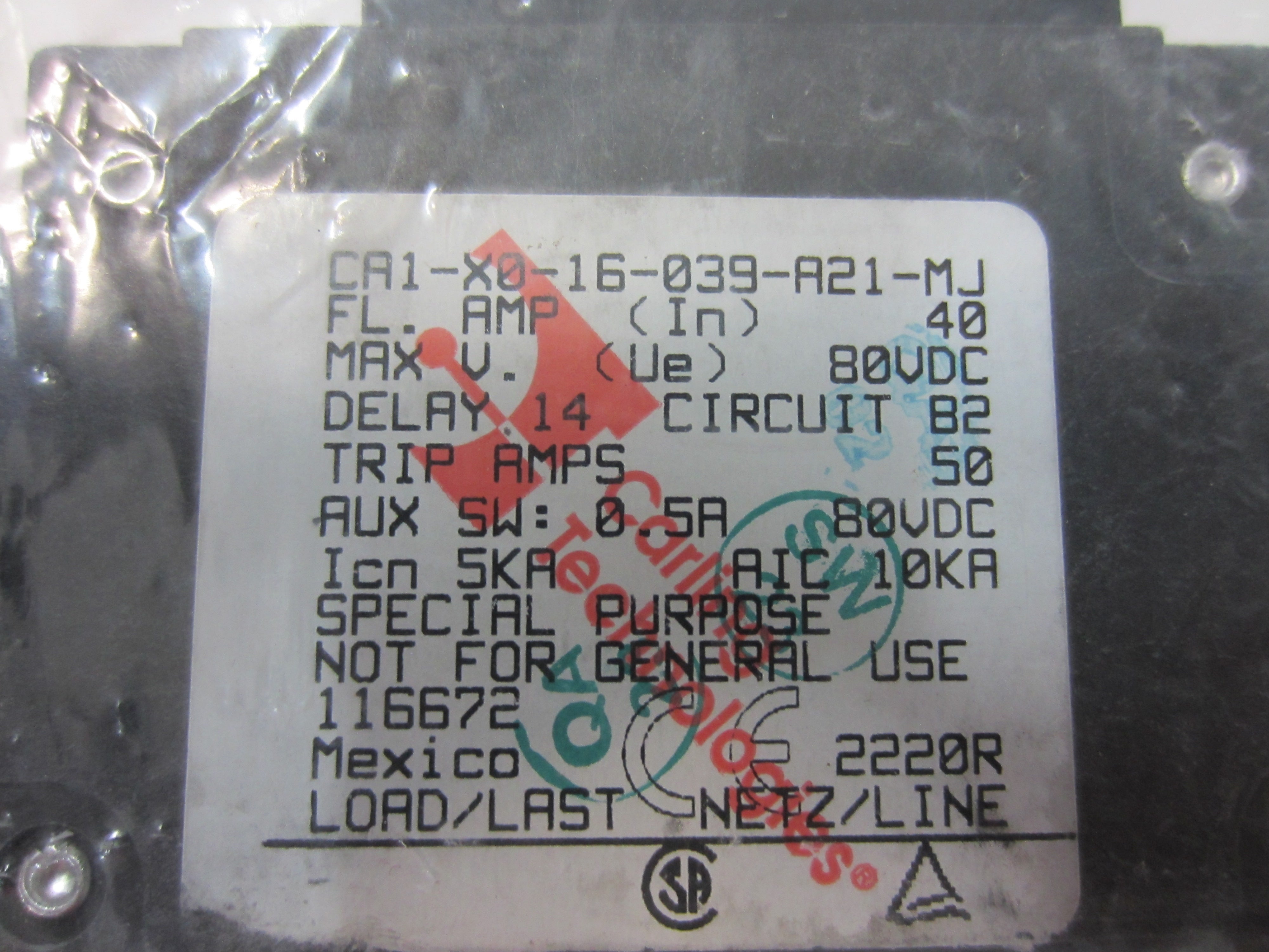 100 Amp Circuit Breaker, Bullet, Black Handle, 3 Pins Uneven, No Alarm Strap