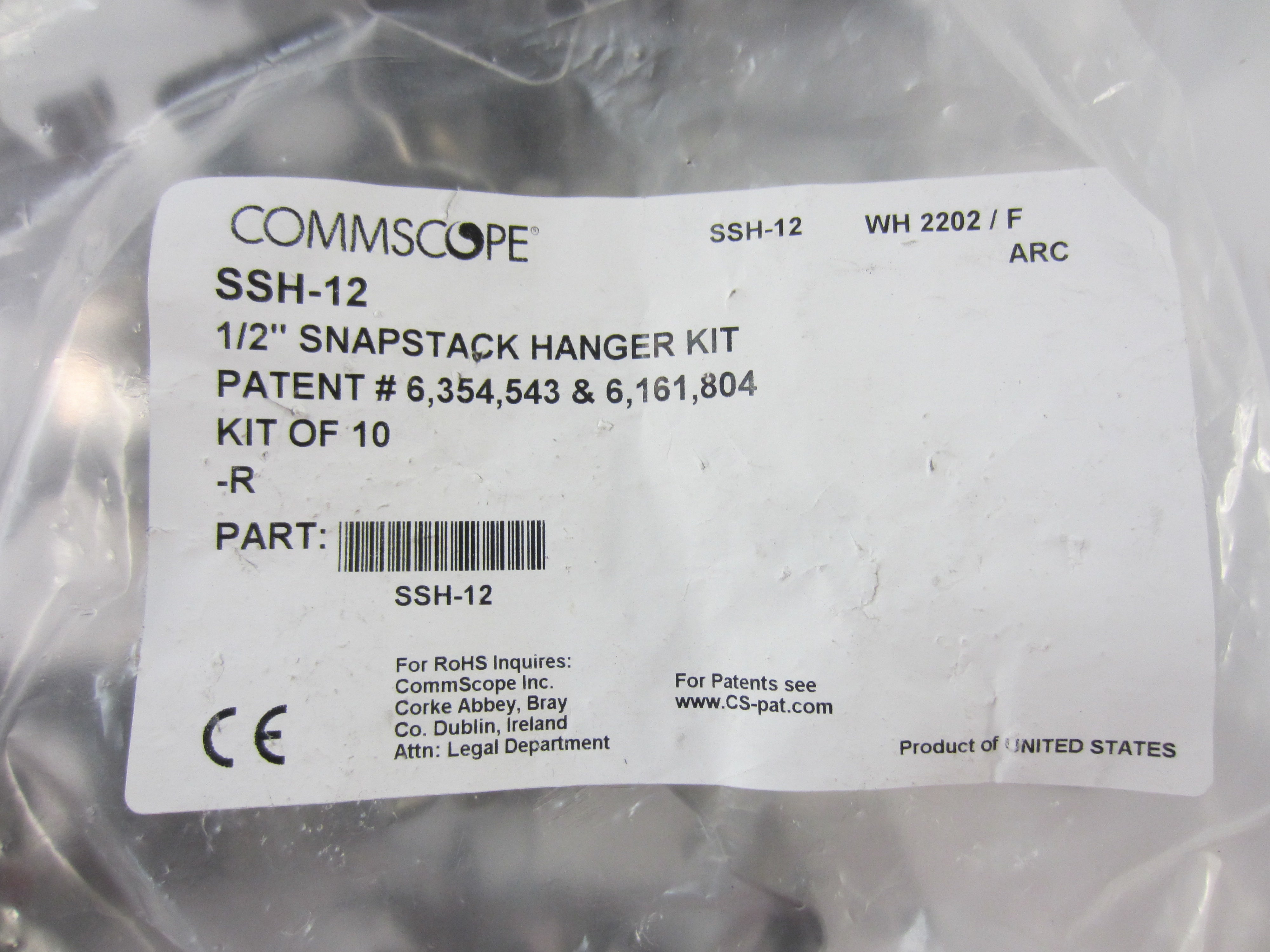 SNAPSTAK HANGER KIT FOR 1/2" 3/8" CABLE; KIT OF 10