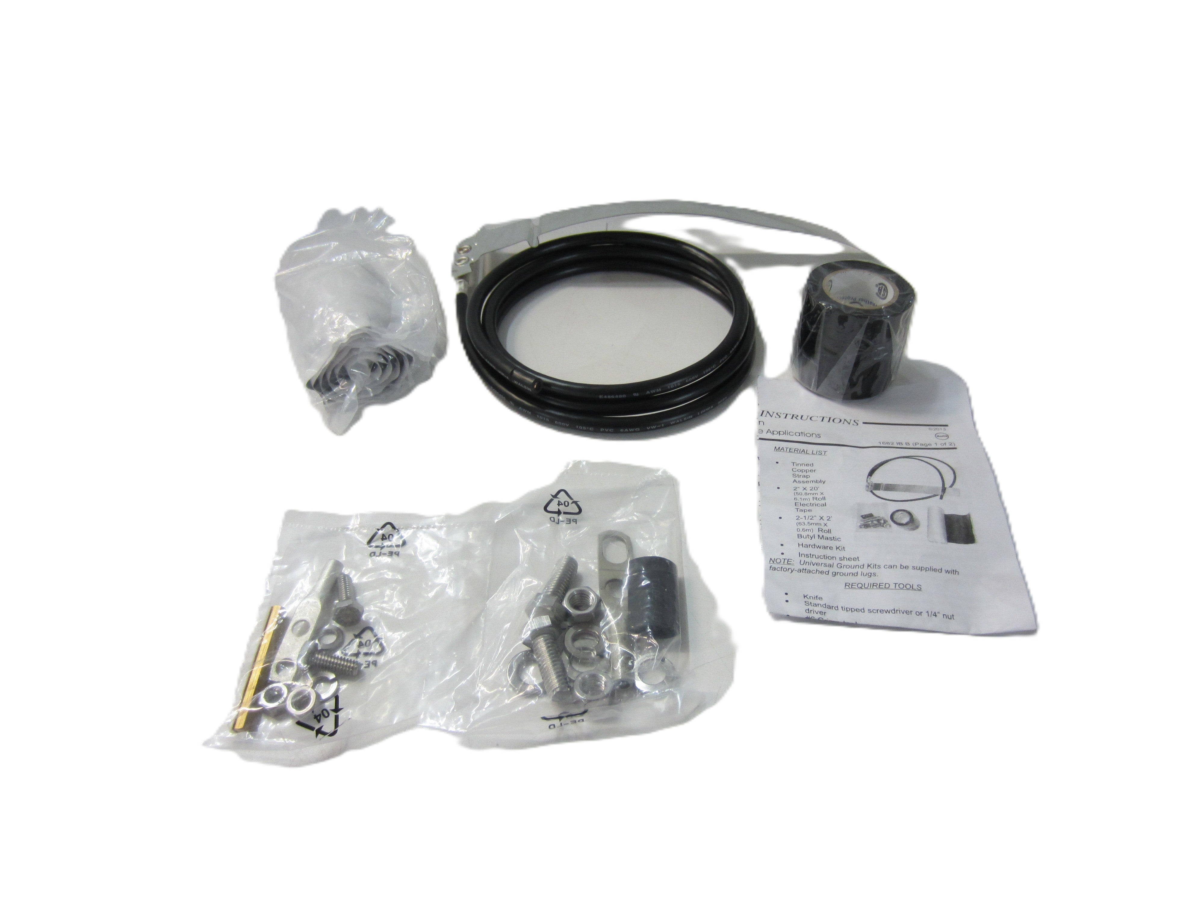 UNIVERSAL COAXIAL GROUND KIT FOR 1/2" TO 1-5/8" CABLE WITH 5' LEAD AND UNATTACHED 2-HOLE LUG