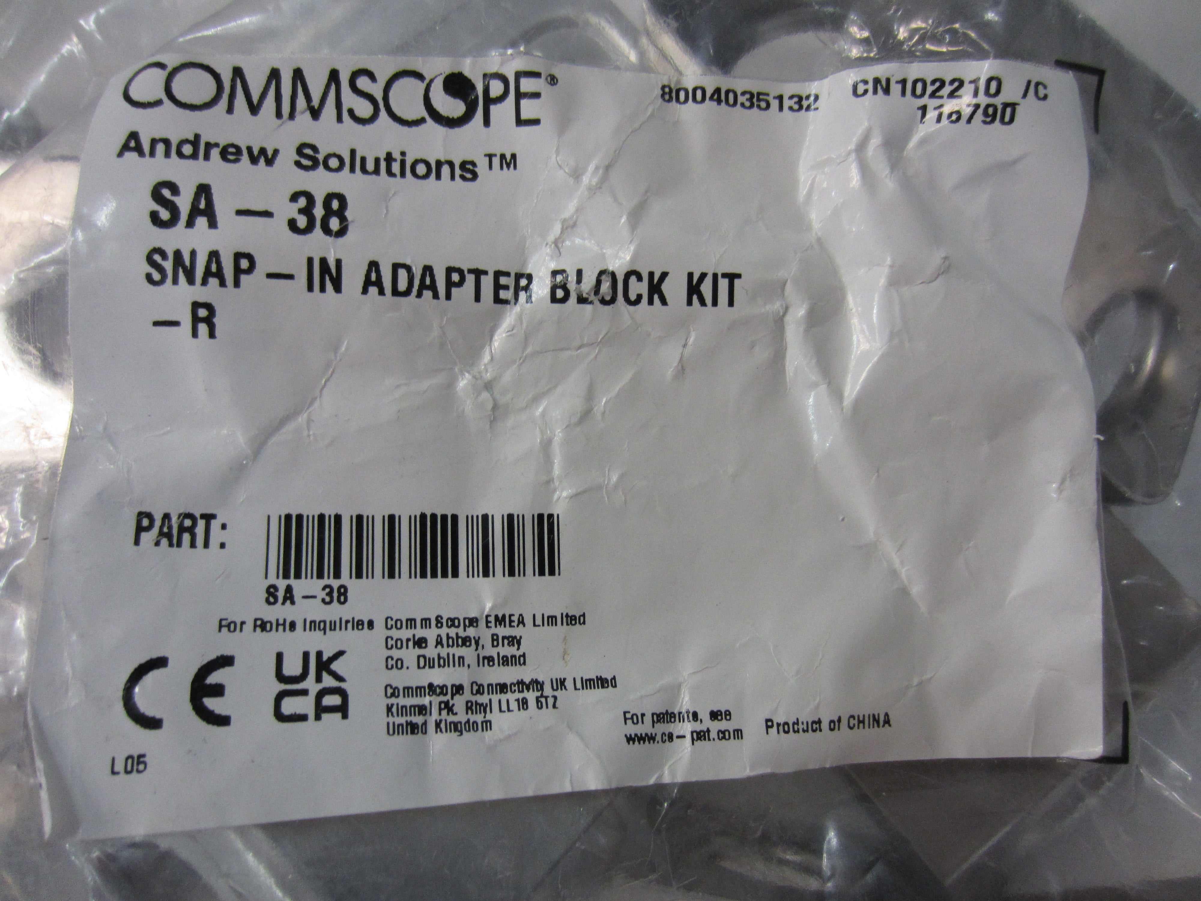 SNAP-IN ADAPTER BLOCK KIT; KIT OF 10