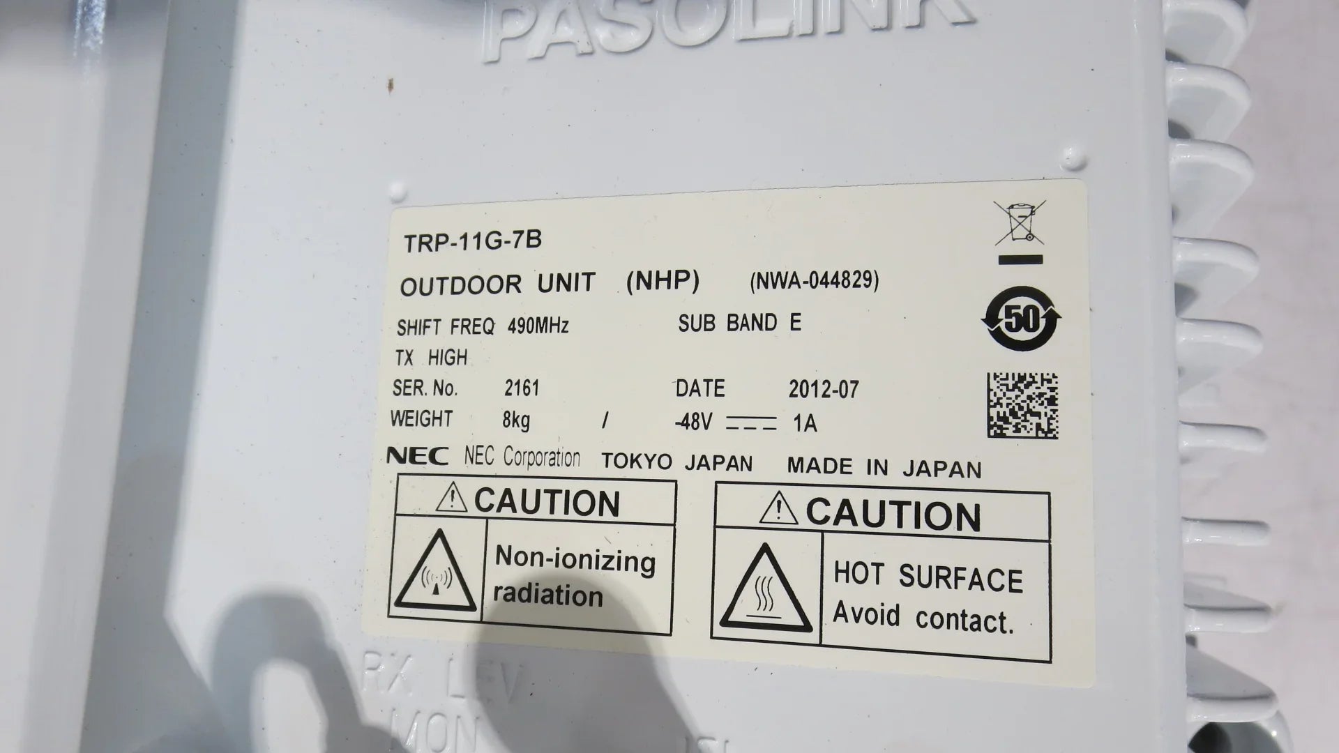 NEC NLite N ODU, 11 GHz, TRP-11G-7B, SUB-BAND E HIGH, 490 M