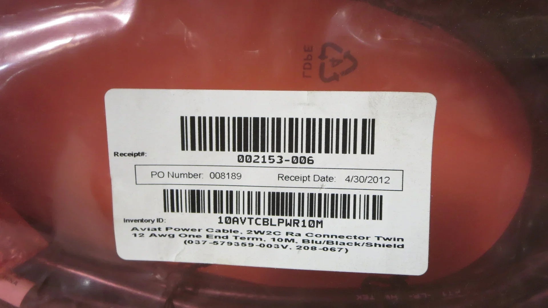 Aviat Power Cable, 2W2C Ra Connector Twin 12 Awg One End Ter