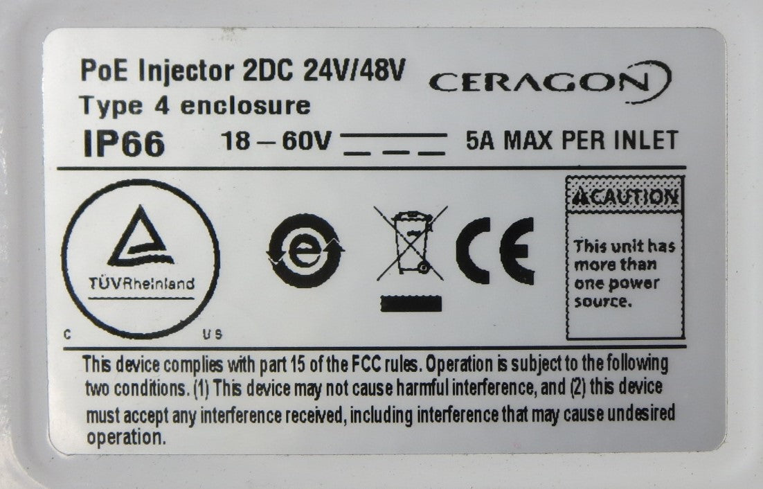 Ceragon POE Injector all outdoor, redundant DC input, +24VDC