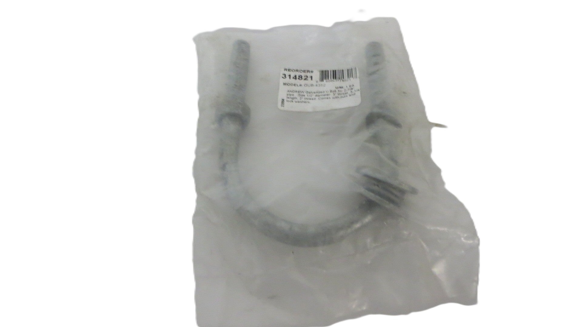 Galvanized U-bolt Assembly, 1/2 in x 3 in x 5-1/4 in