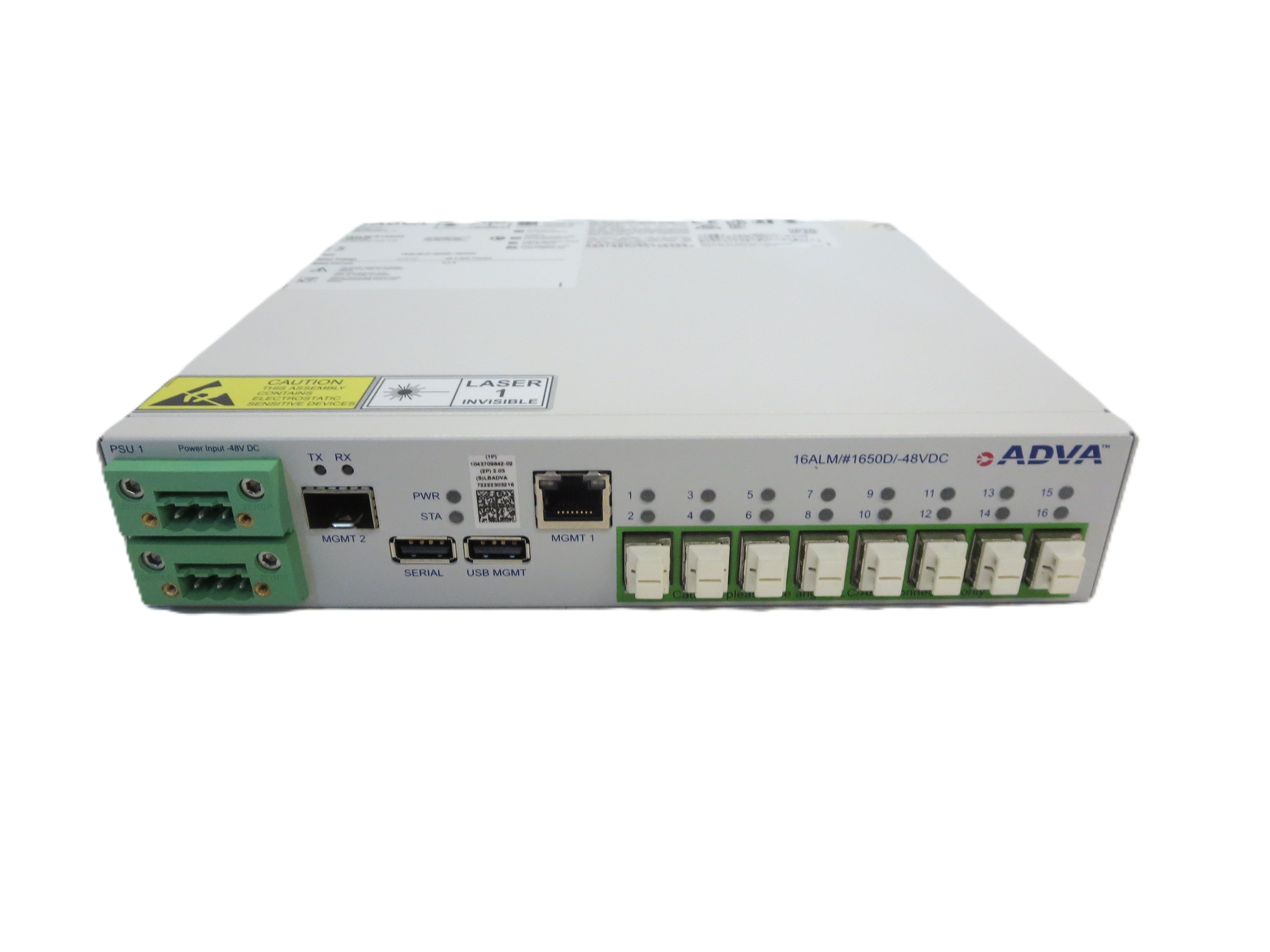 ALARM 16 ports with LC/APC connector. -48V DC powered