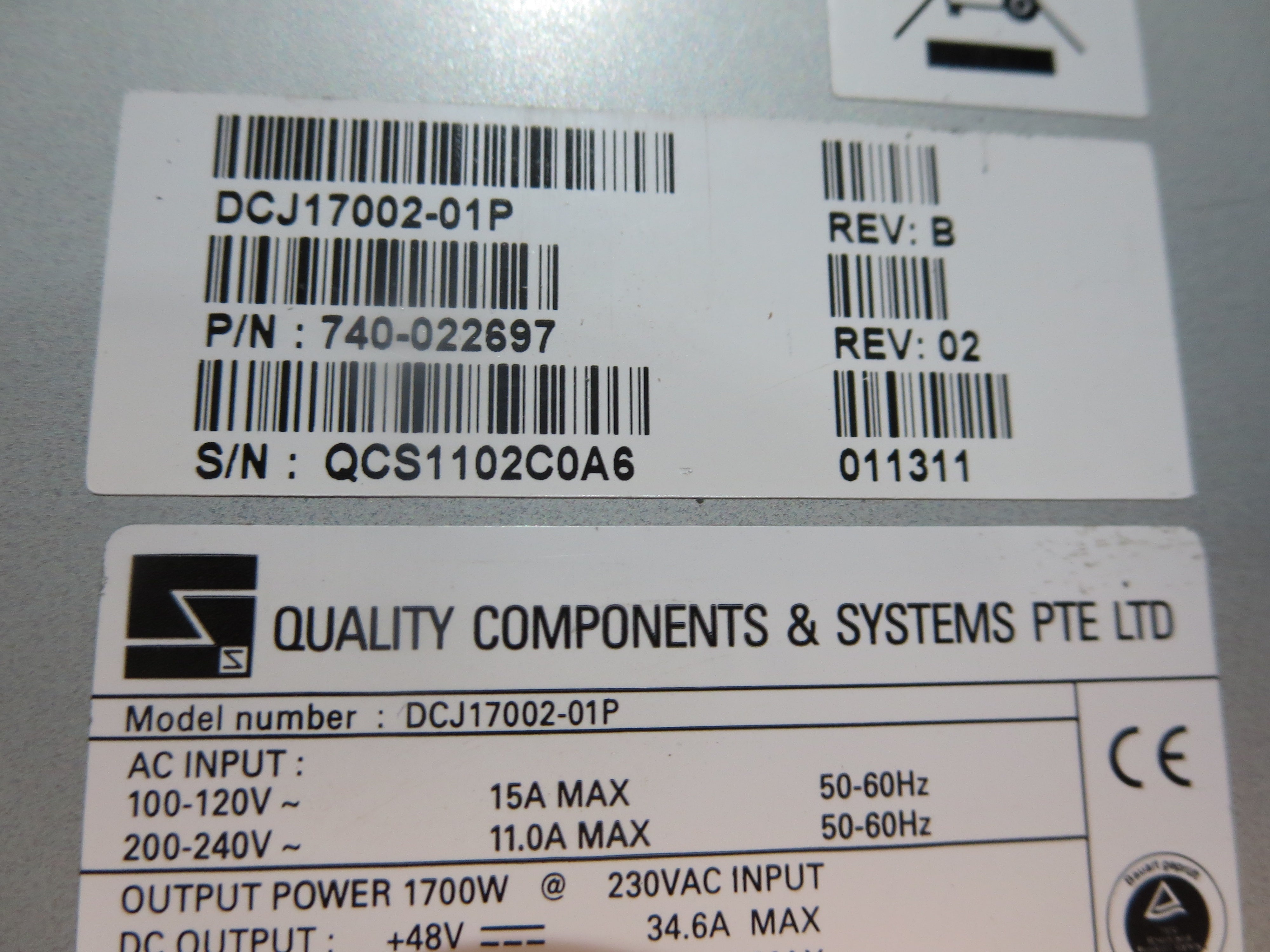 MX480 AC POWER SUPPLY MODEL JUNIPER P/N DCJ17002-01P