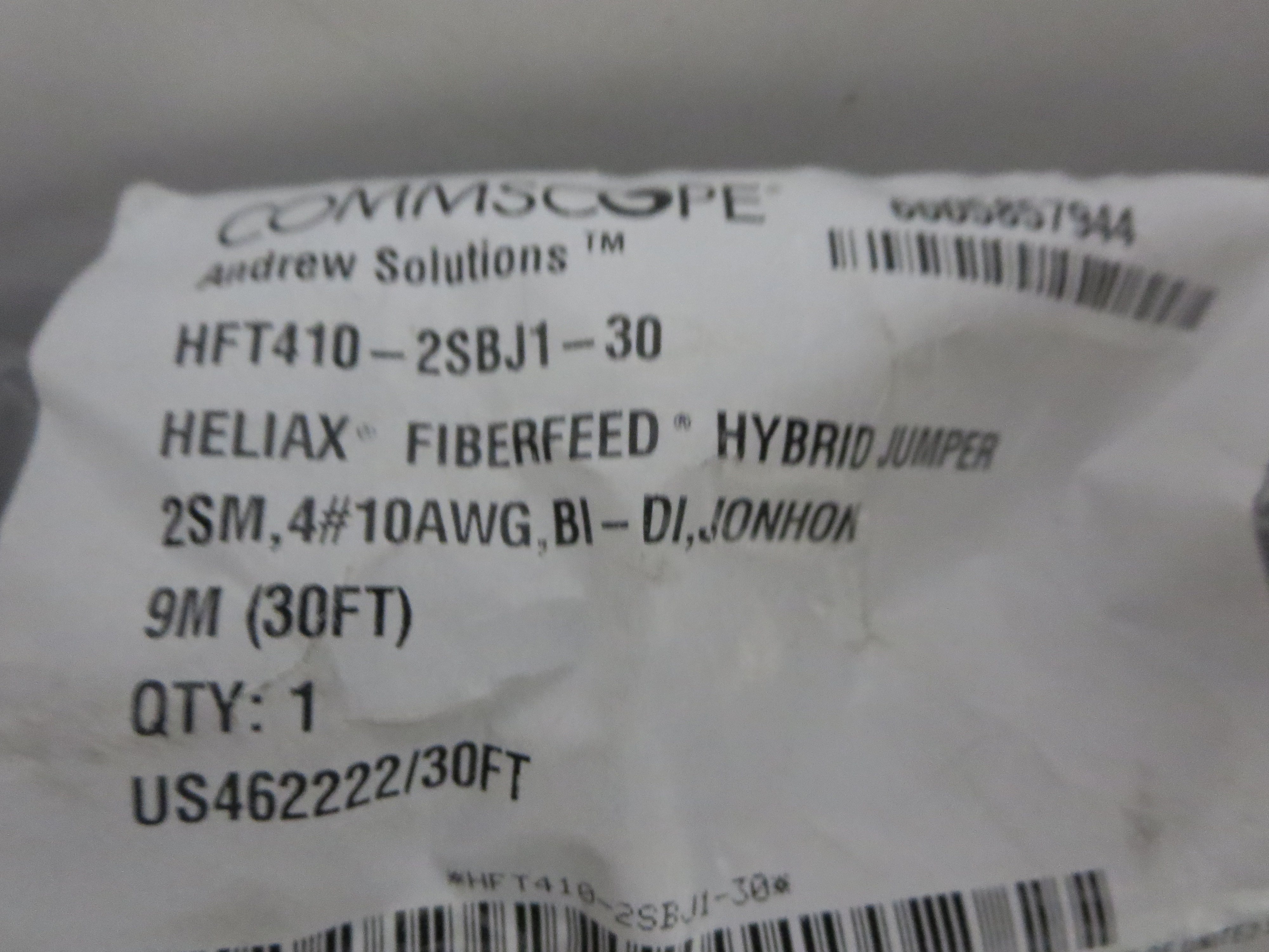 HELIAX FIBERFEED HYBRID JUMPER 2SM 4#10AWG BI DI JONHON 9M ( 30FT )