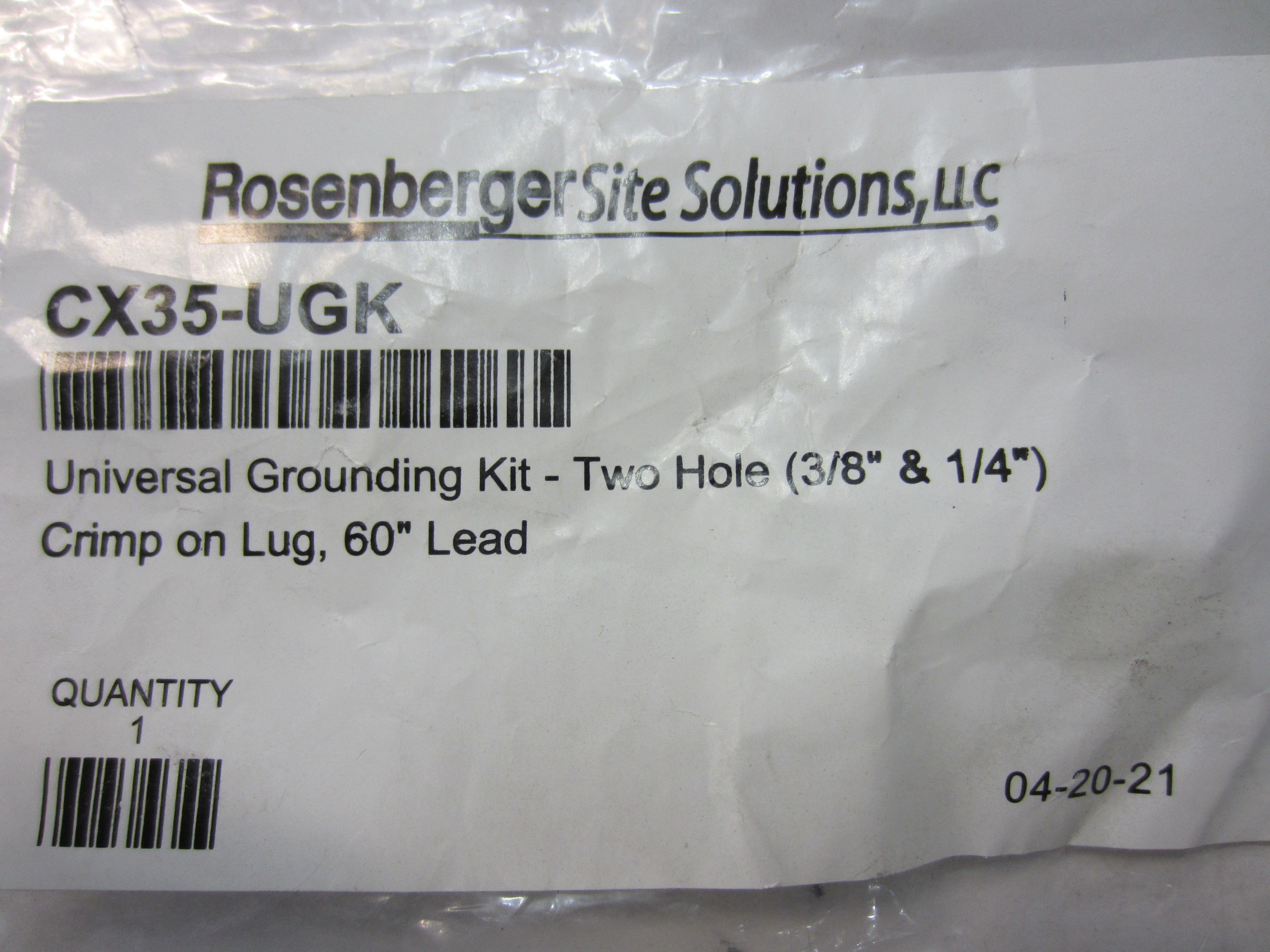 UNIVERSAL GROUND KIT- TWO HOLE (3/8"& 1/4") CRIMP ON 60" LEAD