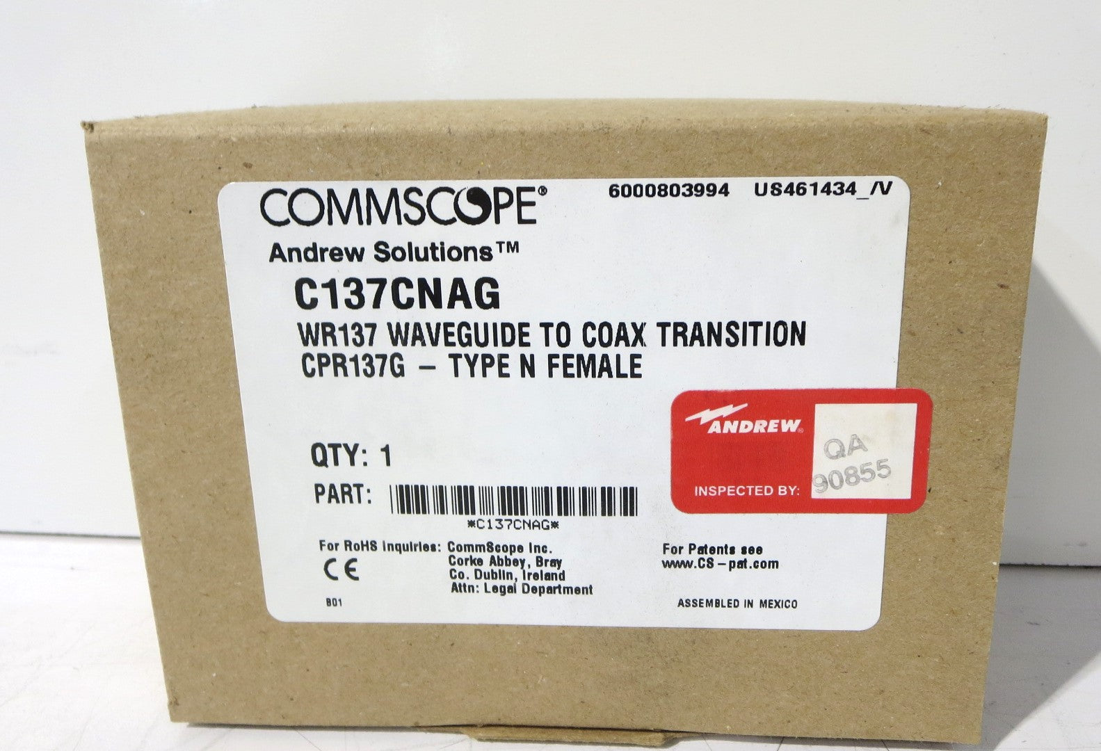 C137CNAG - NEC L6 GHz Transducer, PDR70 to N-Type; (57631 HDW KIT)